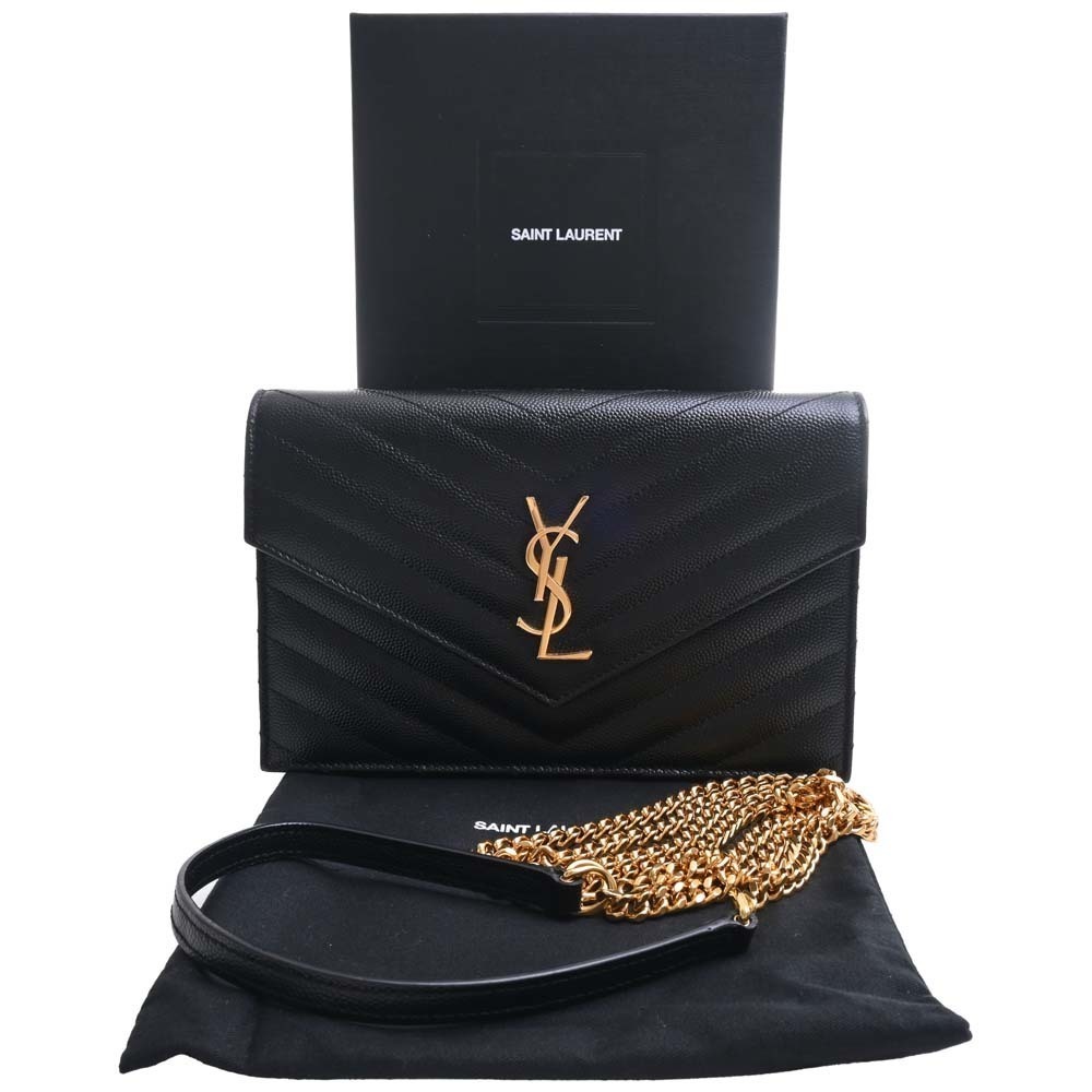 Saint Laurent Chain Shoulder Wallet Black